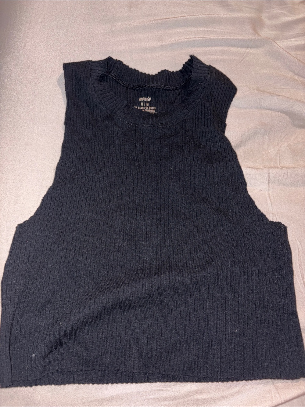 aerie Black Ribbed Sleeveless Tank Top